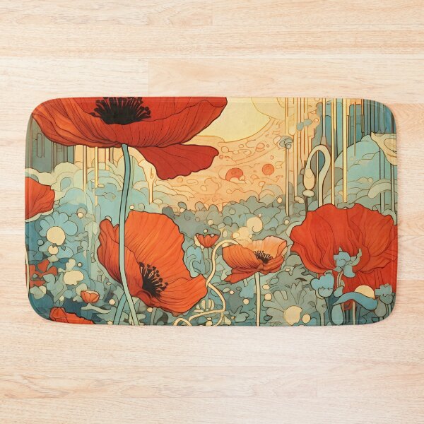 Item preview, artistic abstract poppies flower 04 designed and sold by UnaWu533.