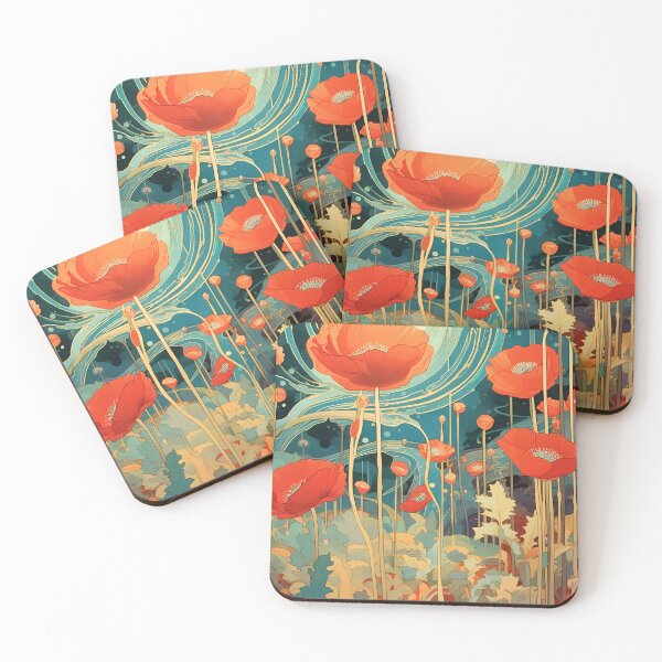 Item preview, artistic abstract poppies flower 06 designed and sold by UnaWu533.