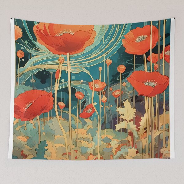 Item preview, artistic abstract poppies flower 06 designed and sold by UnaWu533.