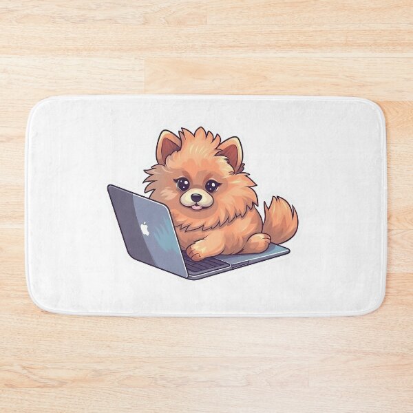 Item preview, Tech savvy cute Pomeranian dog working on a computer illustration designed and sold by ArtfulHorizons.