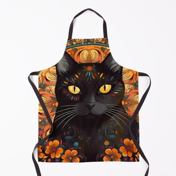 Item preview, Black cat on colorful background, boho style designed and sold by VeronicArt85.