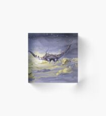 "Sky Ray and the Ants" - Digital Mixed Media Painting Acrylic Block