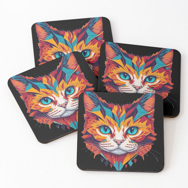 Item preview, Whimsical Whiskers - Symmetrical Colorful Cat Face designed and sold by kanjxtan.