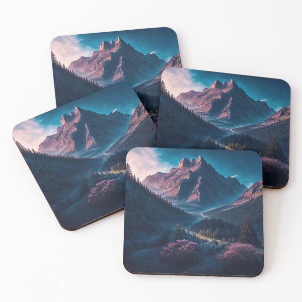 Item preview, An Awe-Inspiring Mountain Setting where the Dense Forest at the Mountain Base Adds Depth and Richness to the Overall Landscape, Ai Generated Art designed and sold by AiGens.