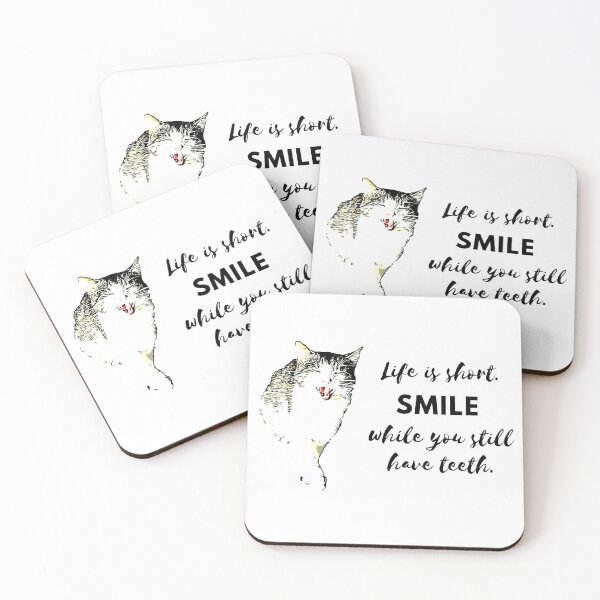 Item preview, Life is short, smile while you still have teeth - smiling cat designed and sold by tonimata.