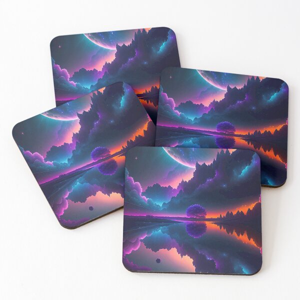 Item preview, Mystical night: forest lake in the soft light of the moon designed and sold by Minpadesign.