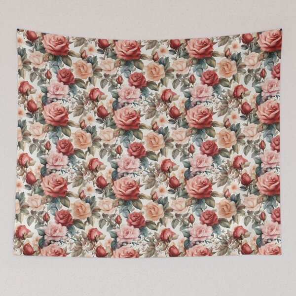 Item preview, Watercolor Soft Pastel Colors Rose Pattern designed and sold by PixelPop1.