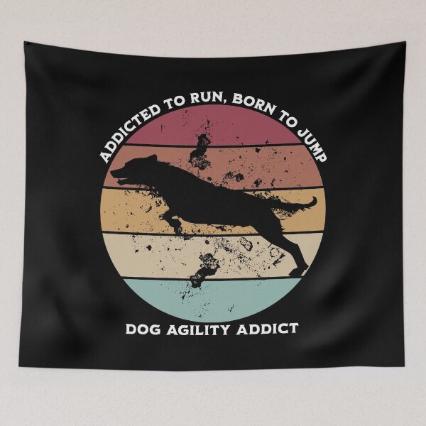 Item preview, Retro Sunset Dog Agility Addicted to Run, Born to Jump designed and sold by Hadesiaq.