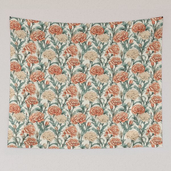 Item preview, Watercolor Soft Pastel Colors Carnation Gillyflower Pattern designed and sold by PixelPop1.