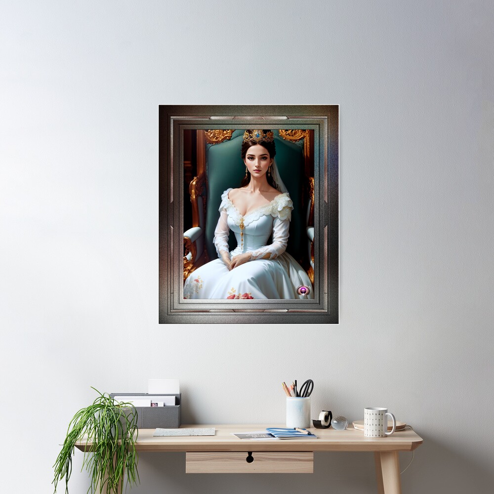 Portrait Of Princess Anarias Stanza AI Concept Art by Xzendor7 - The Captivating White Dress 2 Portrait Of Princess Anarias Stanza Beautiful Sci-Fi AI Concept Art by Xzendor7 Wall Decor Poster