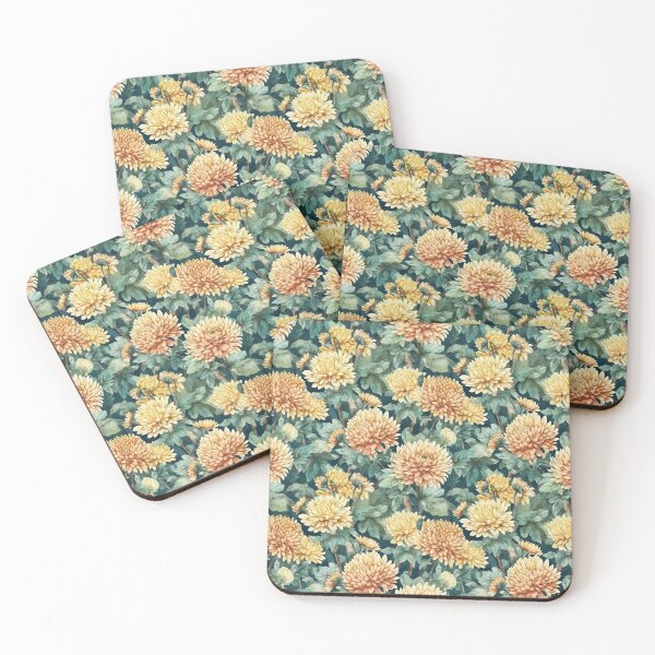 Item preview, Watercolor Soft Pastel Colors Chrysanthemum Mums Pattern designed and sold by PixelPop1.