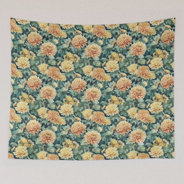 Item preview, Watercolor Soft Pastel Colors Chrysanthemum Mums Pattern designed and sold by PixelPop1.