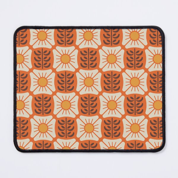 Item preview, KF 0072 D - Retro Vintage Check Flower 70s Modern Geometric Floral Pattern designed and sold by KhakiFinch.