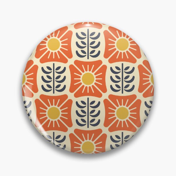 Item preview, KF 0072 G - Retro Vintage Check Flower 70s Modern Geometric Floral Pattern designed and sold by KhakiFinch.