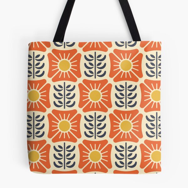 Item preview, KF 0072 G - Retro Vintage Check Flower 70s Modern Geometric Floral Pattern designed and sold by KhakiFinch.