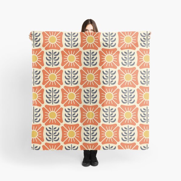 Item preview, KF 0072 G - Retro Vintage Check Flower 70s Modern Geometric Floral Pattern designed and sold by KhakiFinch.