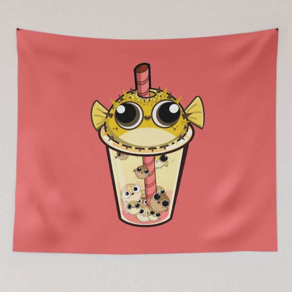 Item preview, “Blowba Tea” Cute Pufferfish (Coral) designed and sold by octopuscafe.