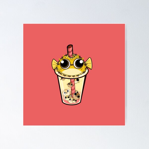 Item preview, “Blowba Tea” Cute Pufferfish (Coral) designed and sold by octopuscafe.