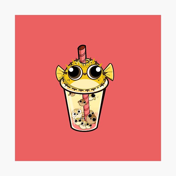 Item preview, “Blowba Tea” Cute Pufferfish (Coral) designed and sold by octopuscafe.