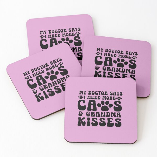 Item preview, My Doctor Says I Need More Cats & Grandma Kisses Retro Typography Quote designed and sold by thedazzlingmonk.