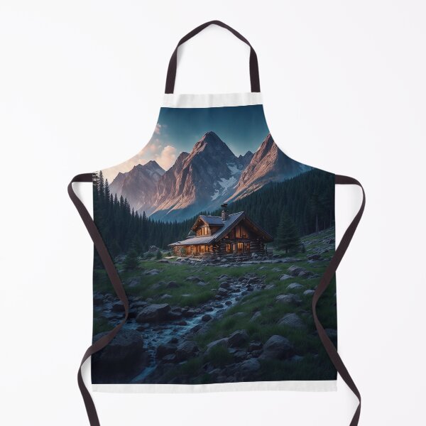 Item preview, An Idyllic Mountain Cabin Nestled in a Serene Valley, Offering a Peaceful Retreat and a Basecamp for Outdoor Adventures in the Surrounding Mountains, Ai Generated Art designed and sold by AiGens.