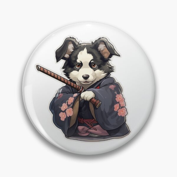 Item preview, Border collie de tema japonés Pegatina designed and sold by Creative-Clings.