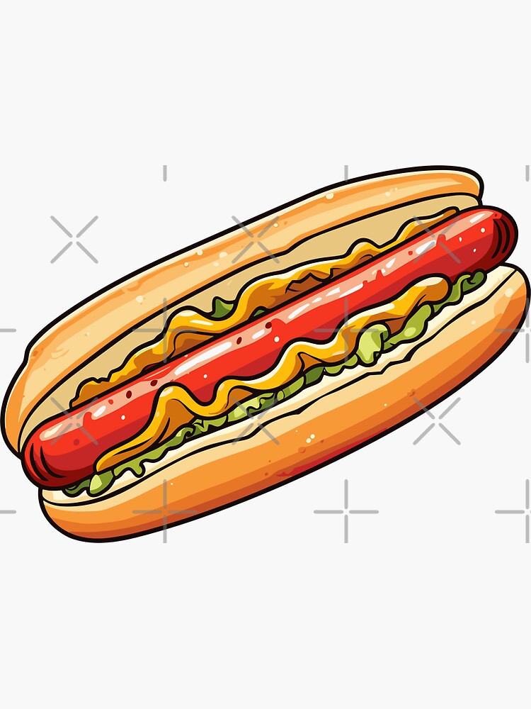 Hot Dog Fast Food Cartoon Clip Art | Sticker