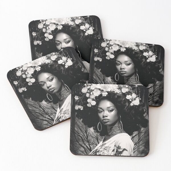 Artikelvorschau, Ukiyo-e Fairy Tale Female Empowerment Black and White Female Portrait entworfen und verkauft von BrandonArtWorld.
