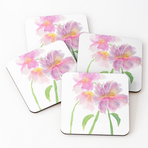 Item preview, Pink peony flowers original watercolor painting designed and sold by AnissaF.