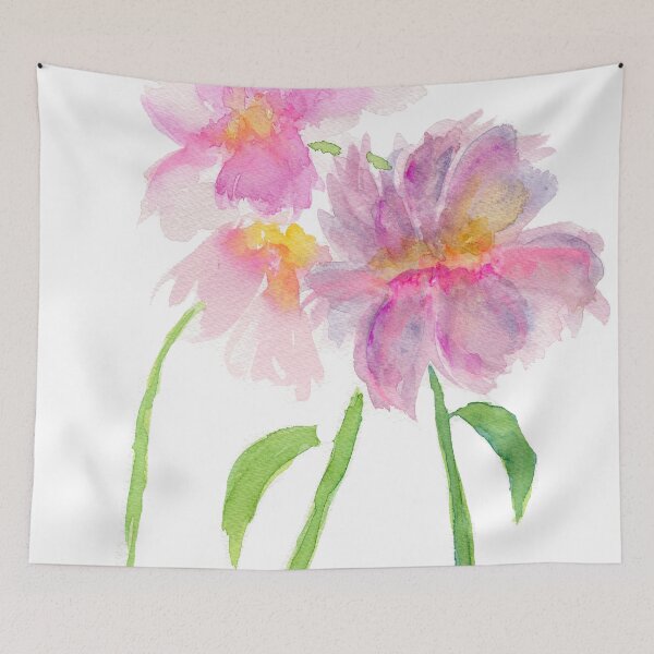 Item preview, Pink peony flowers original watercolor painting designed and sold by AnissaF.