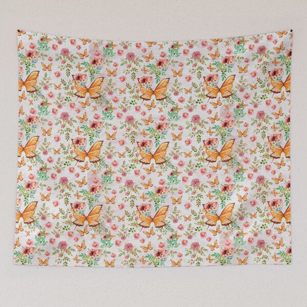 Item preview, Flower bouquet, Red poppies, Meadow flowers, Butterfly decor watercolor pattern  designed and sold by InaDim.