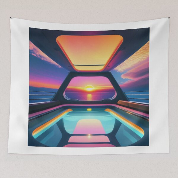 Item preview, A colorful sunset inside a spaceship built for swimming designed and sold by ac-virtualshop.