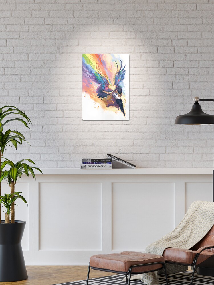 Thumbnail 1 of 4, Metal Print, Rainbow Angel designed and sold by Gio Guimaraes.