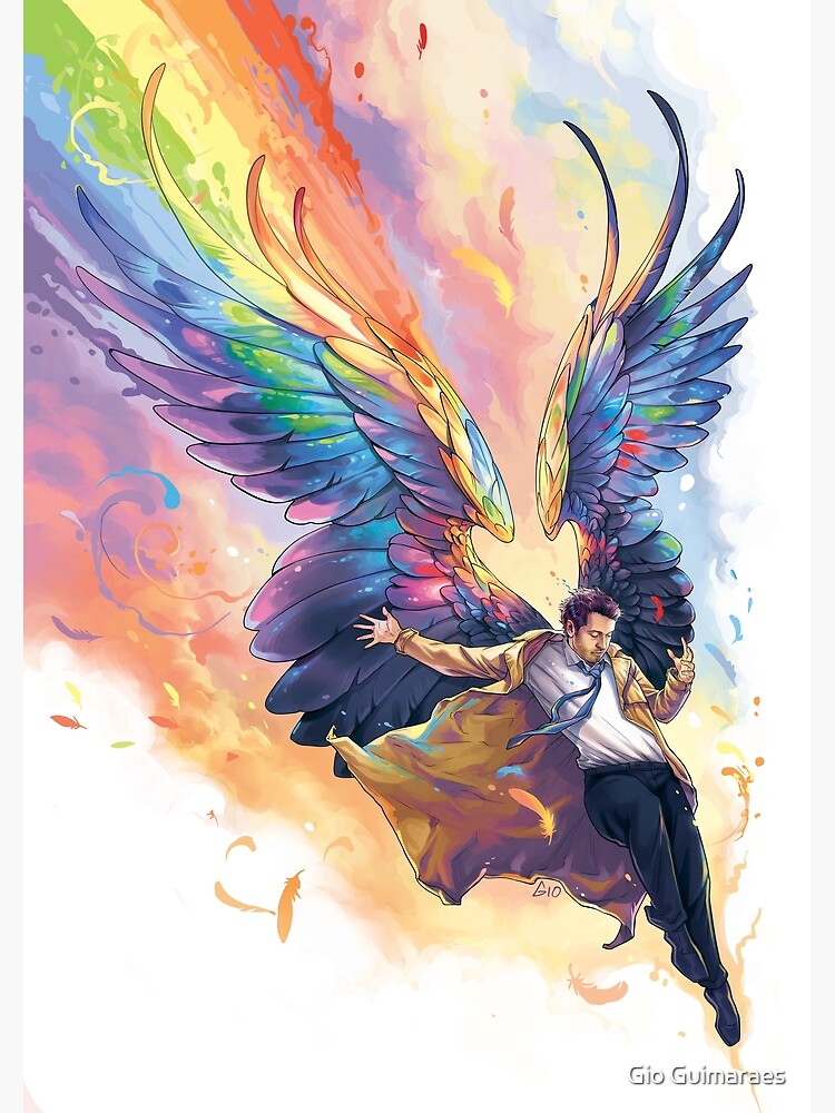 Thumbnail 4 of 4, Metal Print, Rainbow Angel designed and sold by Gio Guimaraes.