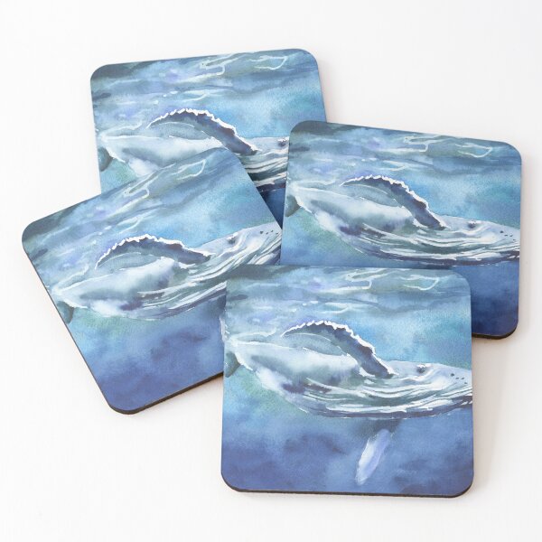 Item preview, Colorful watercolor painting humpback whale nautical ocean artwork trendy wall art  designed and sold by rfoxphoto.