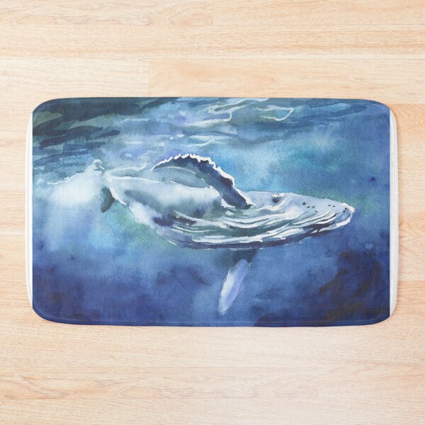 Item preview, Colorful watercolor painting humpback whale nautical ocean artwork trendy wall art  designed and sold by rfoxphoto.
