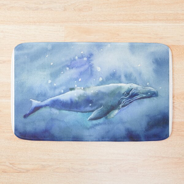 Item preview, Colorful watercolor painting humpback whale nautical ocean artwork designed and sold by rfoxphoto.