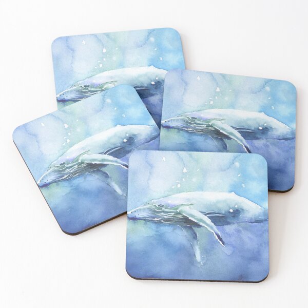Item preview, Colorful watercolor painting humpback whale nautical ocean designed and sold by rfoxphoto.