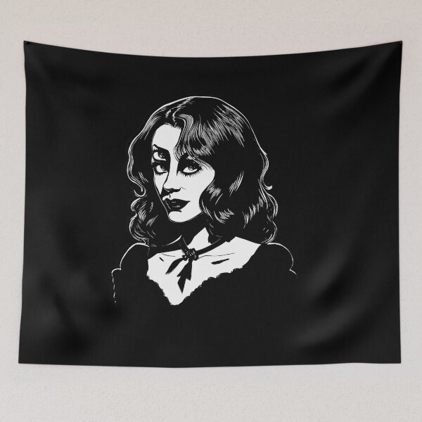 Item preview, Gothic witch head portrait, girl with curly hair and four eyes designed and sold by Collagedream.