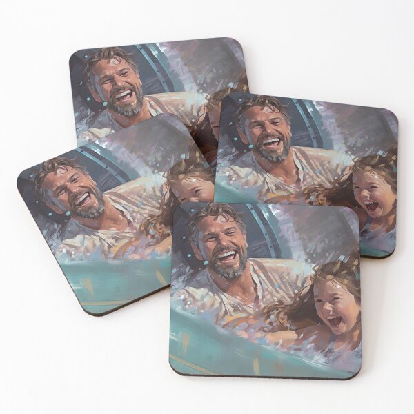 Item preview, Joyful Chaos - Rollerwave Ride: A Father and Daughter's Exhilarating Water Slide designed and sold by Digital-Art-Co.