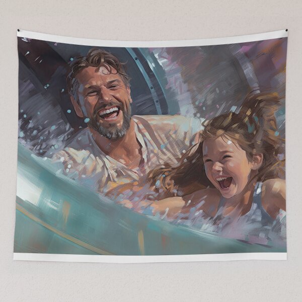 Item preview, Joyful Chaos - Rollerwave Ride: A Father and Daughter's Exhilarating Water Slide designed and sold by Digital-Art-Co.