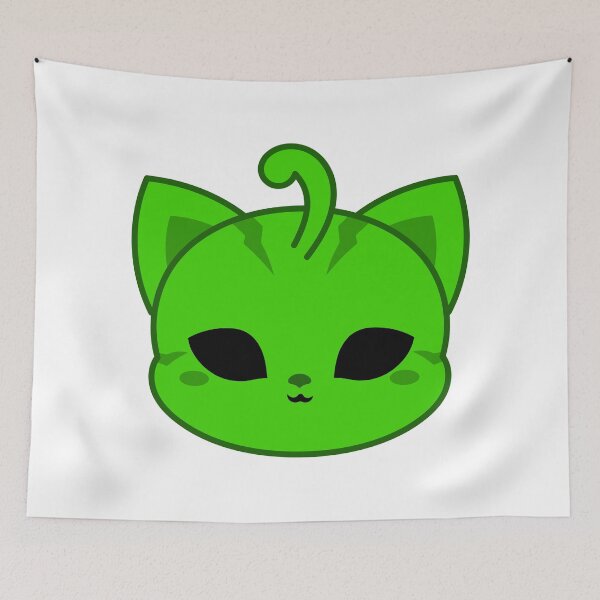 Item preview, Green Alien Cat designed and sold by CityAnime.