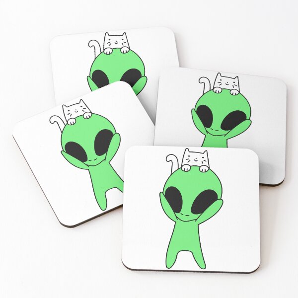 Item preview, Green Alien and White Cat designed and sold by CityAnime.