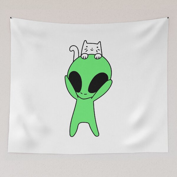 Item preview, Green Alien and White Cat designed and sold by CityAnime.