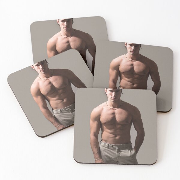 Item preview, Three quarters shot of handsome shirtless athletic young man designed and sold by Mercurius-M.