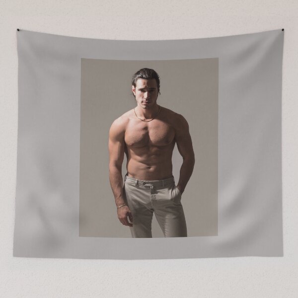 Item preview, Three quarters shot of handsome shirtless athletic young man designed and sold by Mercurius-M.