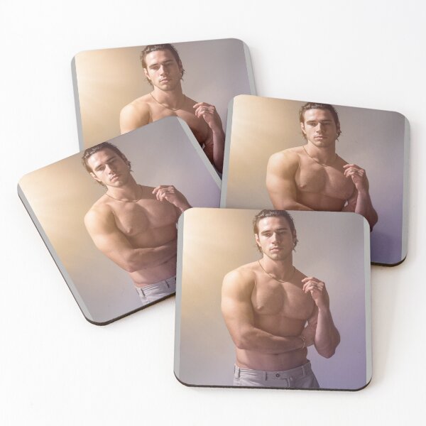 Item preview, Three quarters shot of handsome shirtless athletic young man designed and sold by Mercurius-M.