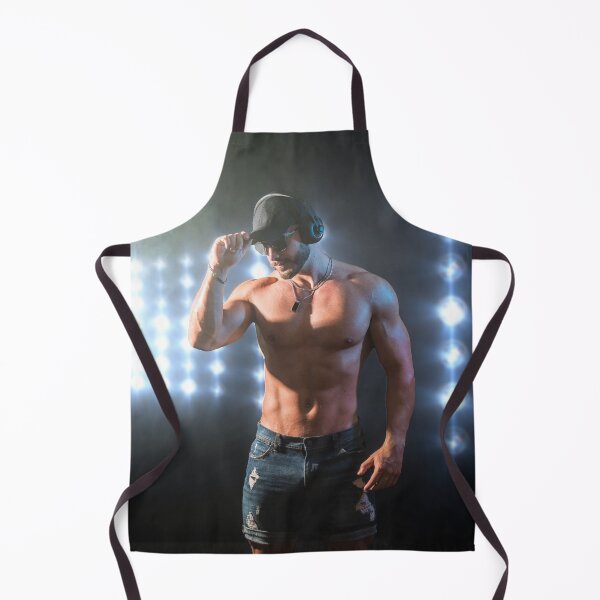Item preview, Shirtless muscular male bodybuilder in studio shot on black designed and sold by Mercurius-M.