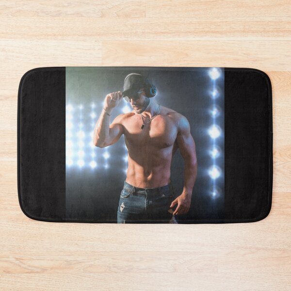 Item preview, Shirtless muscular male bodybuilder in studio shot on black designed and sold by Mercurius-M.
