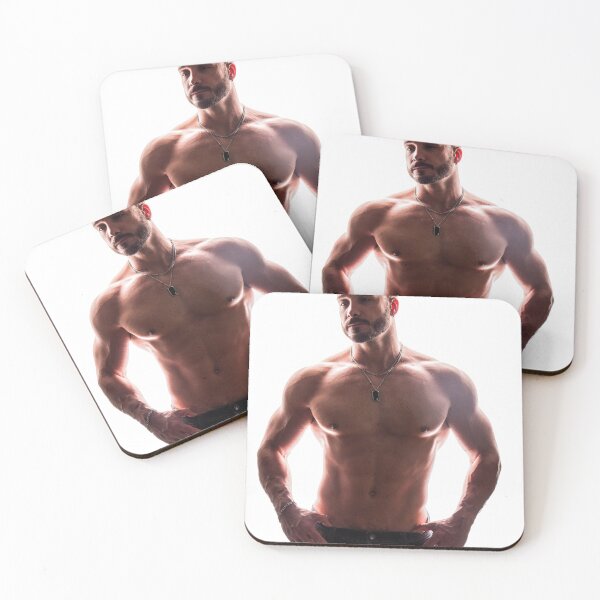 Item preview, Shirtless muscular male bodybuilder in studio shot on white designed and sold by Mercurius-M.